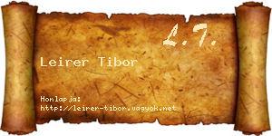 Leirer Tibor névjegykártya